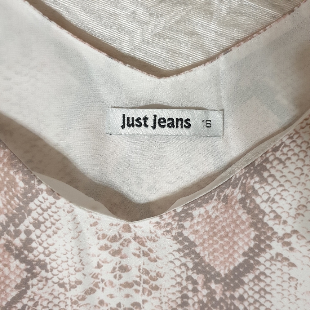 Just Jeans AU-16 White/Brown Print Sleeveless Singlet Top Tee NWOT - Picture 9 of 10